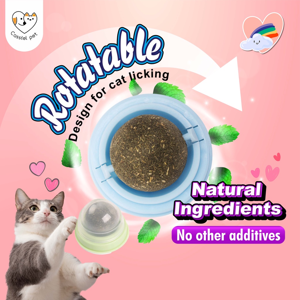 【Cassiel-pet】Rotatable Catnip Ball/Cat Toys Ball/Playing Supplies Product/Pet Natural Silvervine Kucing Mainan/猫薄荷球