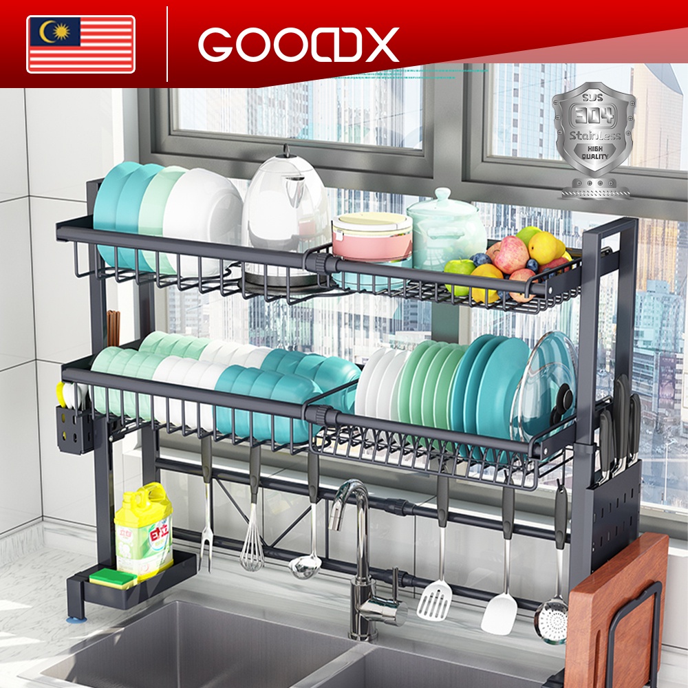 Stainless Steel Rak Dapur Kitchen Sink Rak Pinggan Dish Rack Rak Dapur Rak Sinki Dapur Sink Dish 0652