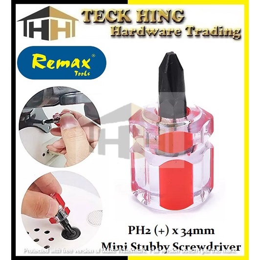 REMAX Mini Portable Radish Head Short Handle Screwdriver Kit Set Transparent Handle Repair Hand Tools PH2 x 34mm (+)