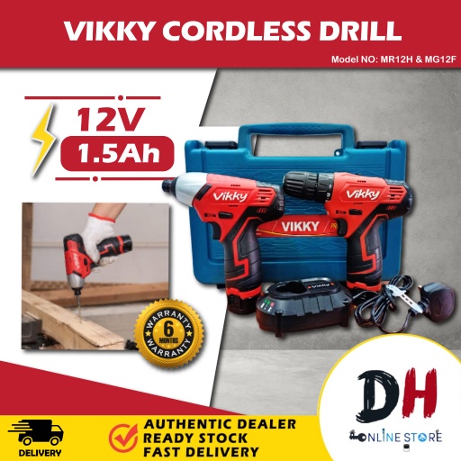 VIKKY MR12H + MG12F CORDLESS IMPACT DRILL / SCREWDRIVER COMBO SET