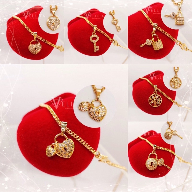 [VJ]Necklace ”Unique Charm Club" Set2in1 Cubic Zirconia Pendant+Necklace 35cm-55cm NG39