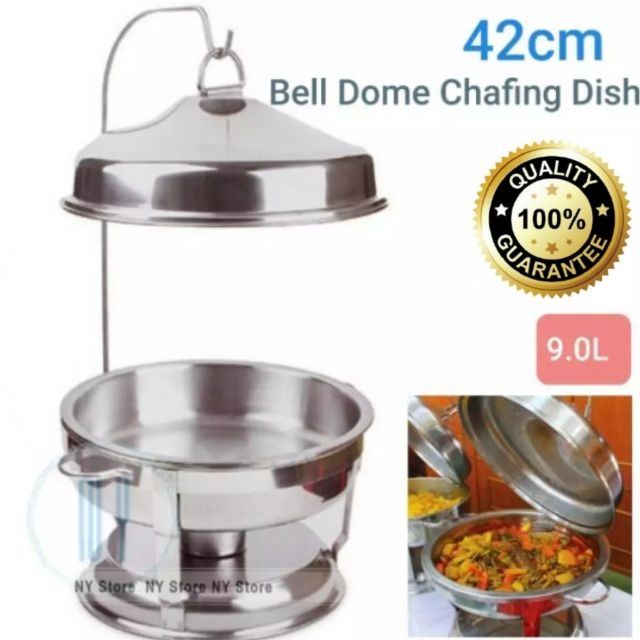 Golden Bell Dome Chafing Dish Serving 42cm Bekas Catering Buffet Gantung Stainless Steel Hanging Chafer Katering Set