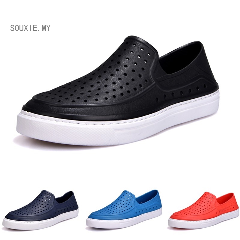 men's casual shoes slip on hollow leather loafers