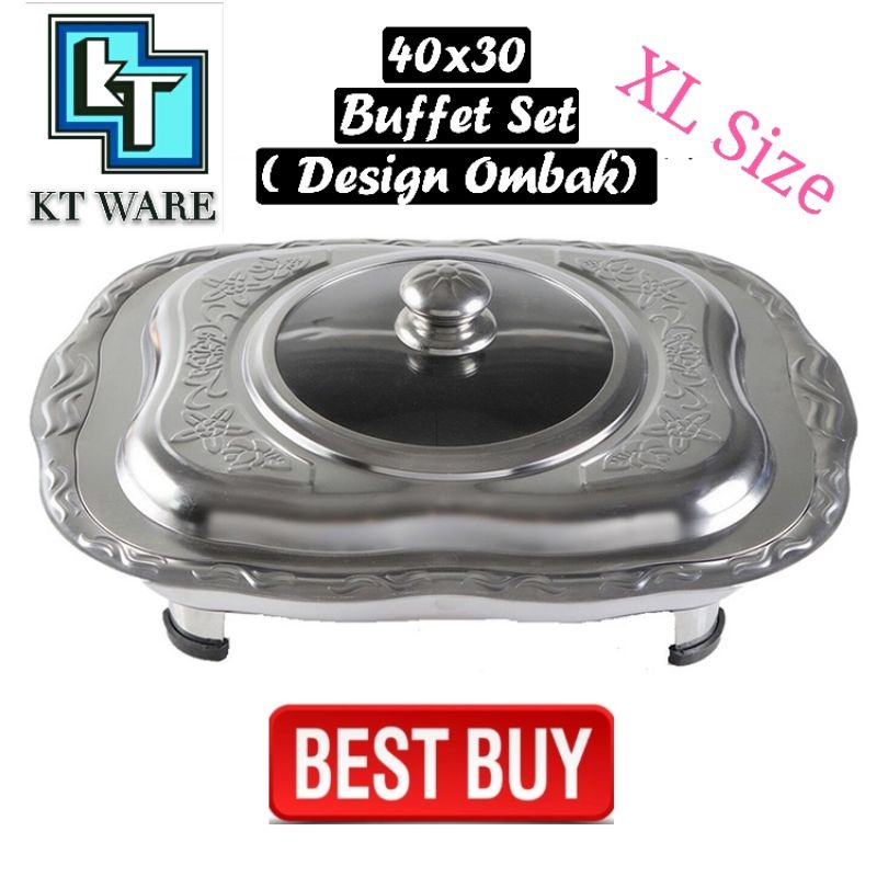 KT WARE 40x30 RECTANGLE WAVE BUFFET EMBOSSED UKIR BUFFET SET OMBAK ...