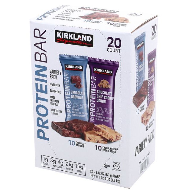 kirkland chocolate brownie protein bar nutrition facts