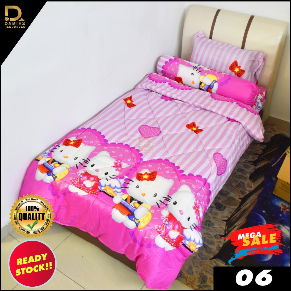 Bedding Cadar Kaliber Kartun Cartoon Minion Cars Cadar Bujang Single Super Single Set 5 In 1 With Comforter Kids Shopee Malaysia