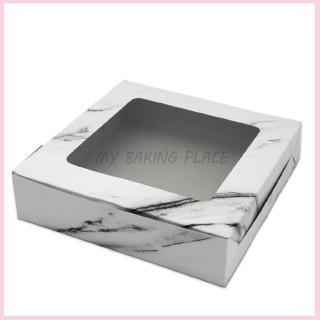 Cake Box Window ( Marble ) 10"x10"x2.5", Folding Box with 