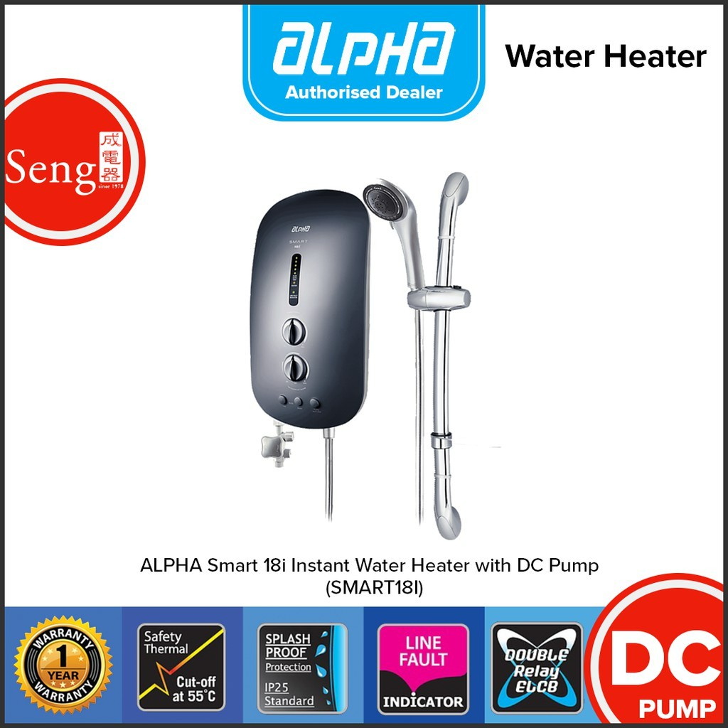 Alpha SMART 18I Instant Water Heater with DC PUMP SMART 18I Metal Black