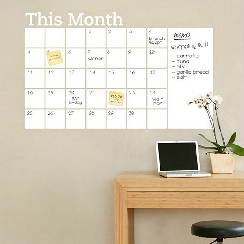 Creative Decoration Whiteboard Blackboard Office Bedroom Wall Stickers Pvc Graffiti Message Board Monthly Plan Calendar