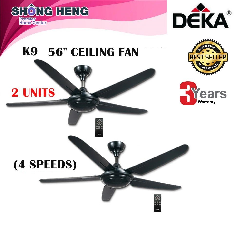 DEKA CEILING FAN K9 5 BLADES(56")  WITH REMOTE CONTROL (4 SPEEDS)(BLACK) (TWIN PACK)