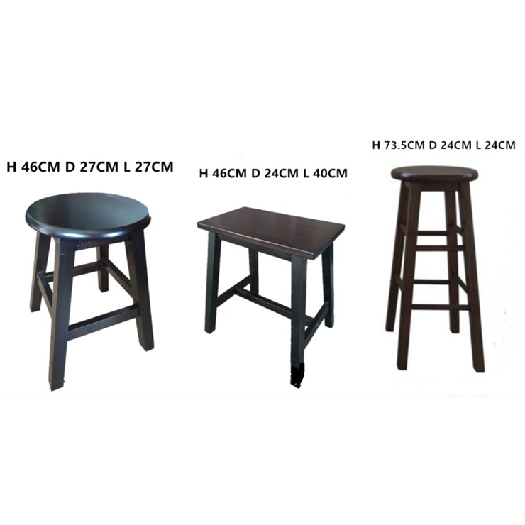 READY STOCK Full Solid Rubber wood Stool Chair Wooden  READY STOCK Full Solid Rubber wood Stool Chair Wooden