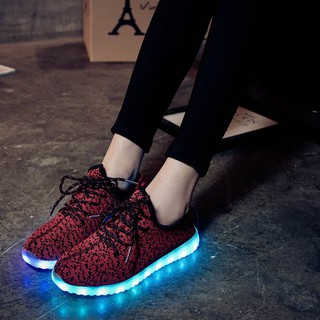 HOT Unisex 7 LED Light Up Casual Shoes Luminous PU Sportswear Lace Flat Sneaker