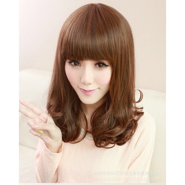 Fashion Women S Medium Lenghth Hair Wig Curly Hair Wig With Big