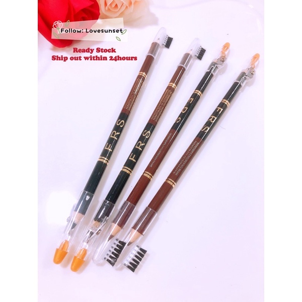 Eyebrow Pencil with Sharpener Brush Lukis Kening Black Brown Celak