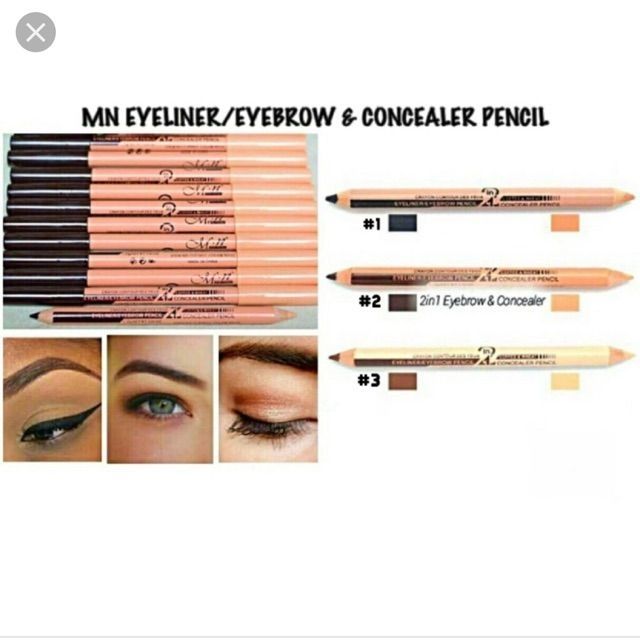 [READY STOCK MN Eyeliner Eyebrow & Concealer Pencil MN 2IN1 EYELINER