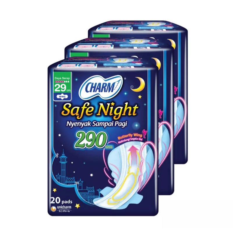 Charm Sanitary Pads Safe Night 29cm Shopee Malaysia