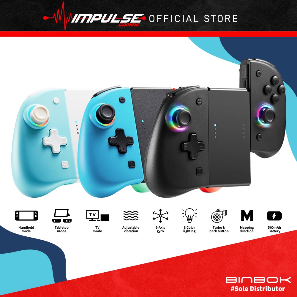 NSW Nintendo Switch Binbok JoyCon Controller (8 Colors LED, Turbo