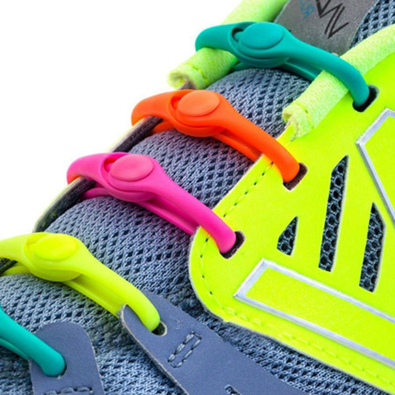 12pcs/Pack  Lazy Laces Silicone Shoelaces Round Elastic Shoe Laces Special No Tie Rubber Shoelace For Sneakers Fit Strap