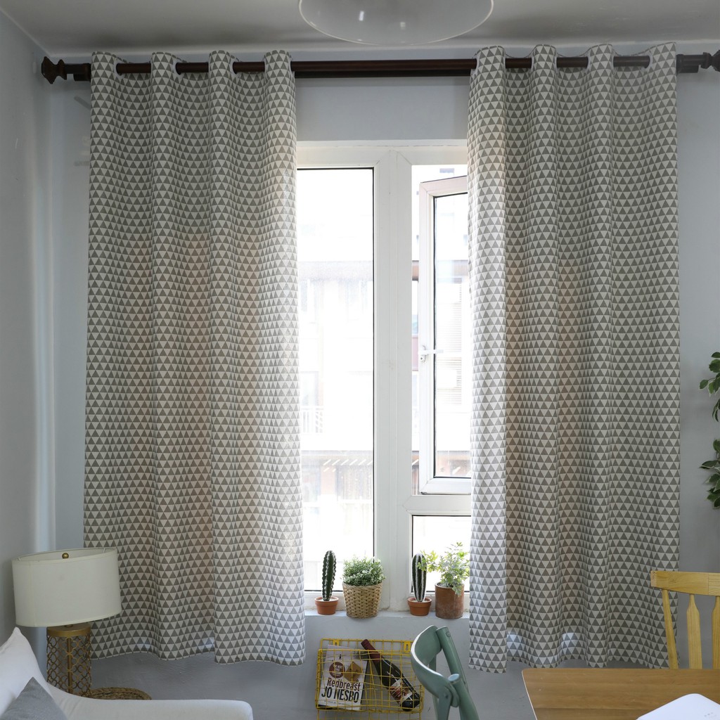 55 85 Living Room Curtain Geometric Curtain Half Shade Gray