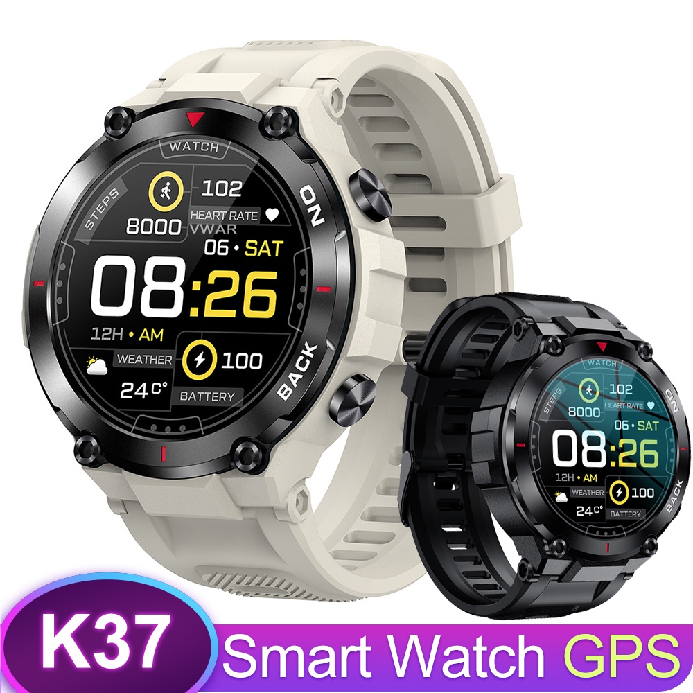 K37 GPS Smart Watch Men 1.32 IPS 480mAh Fitness Tracker Custom Dial Heart Rate IP68 Waterproof Outdoor Sport Smartwatch