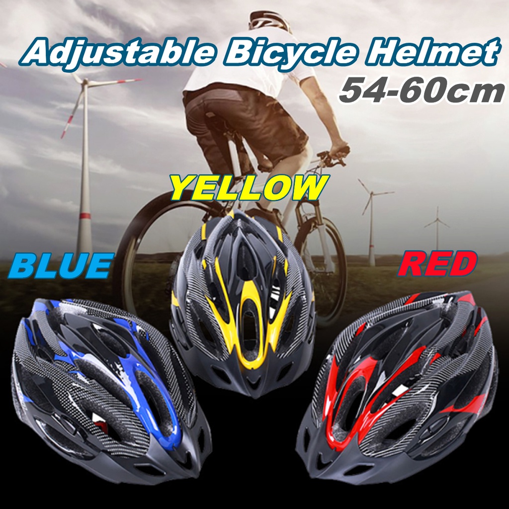 Adjustable Bicycle Helmet Circumference 54-60cm Mountain Bicycle Road Bike Cycling Helmet With Visor (Blue/Red/Yellow)