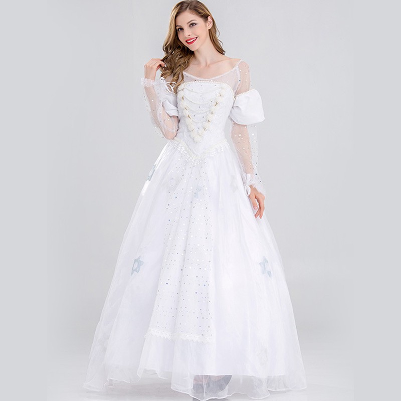 Alice In Wonderland White Queen Cosplay Princess Long Dress