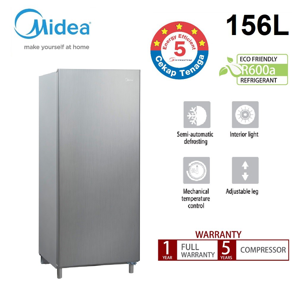 Midea Ms 196 156l 1 Door Refrigerator 5 Star Energy Rating Shopee Malaysia