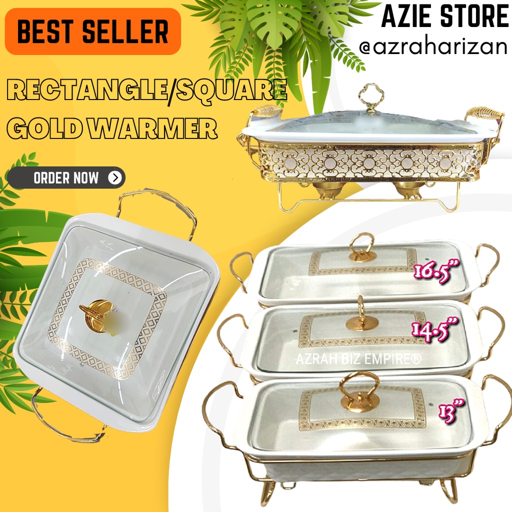 HOT SALE! RECTANGLE QUEENS GOLD FOOD WARMER / BUFFET GOLD / BUFFET FOOD TRAY / BUFFET SET PETAK GOLD