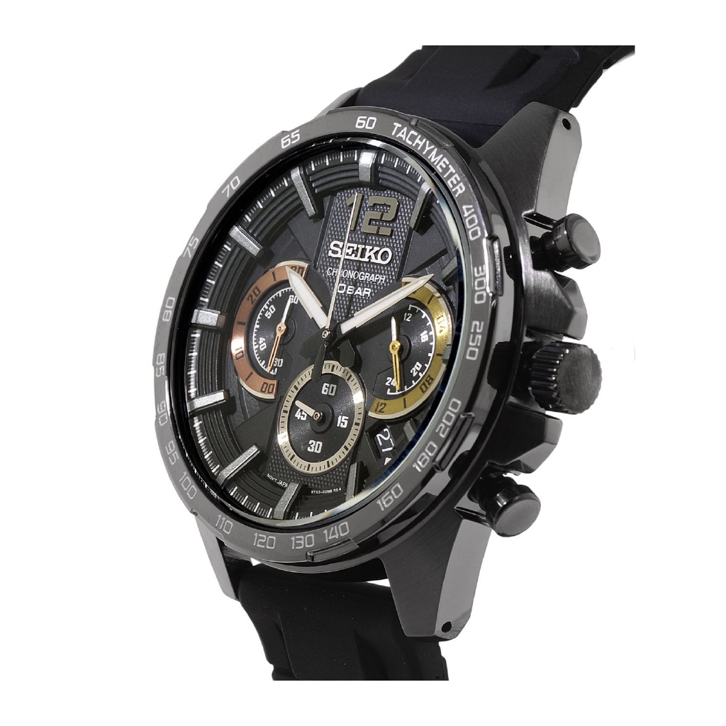 Seiko Gents SSB349P1 Sport Chronograph 100m Black Dial Black Silicone Band  Watch | Shopee Malaysia