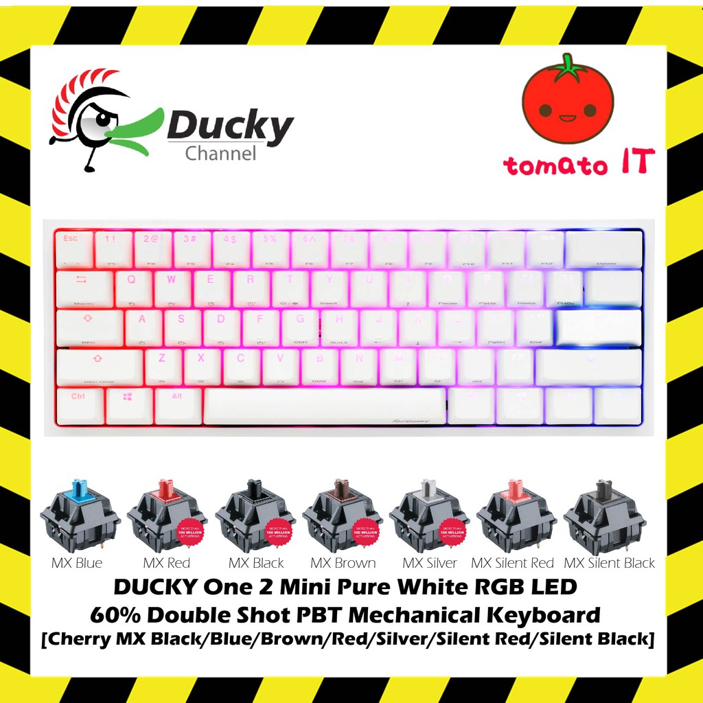 Ducky One Mini Pure White Rgb Led Double Shot Pbt Mechanical Keyboard Cherry Mx Switch