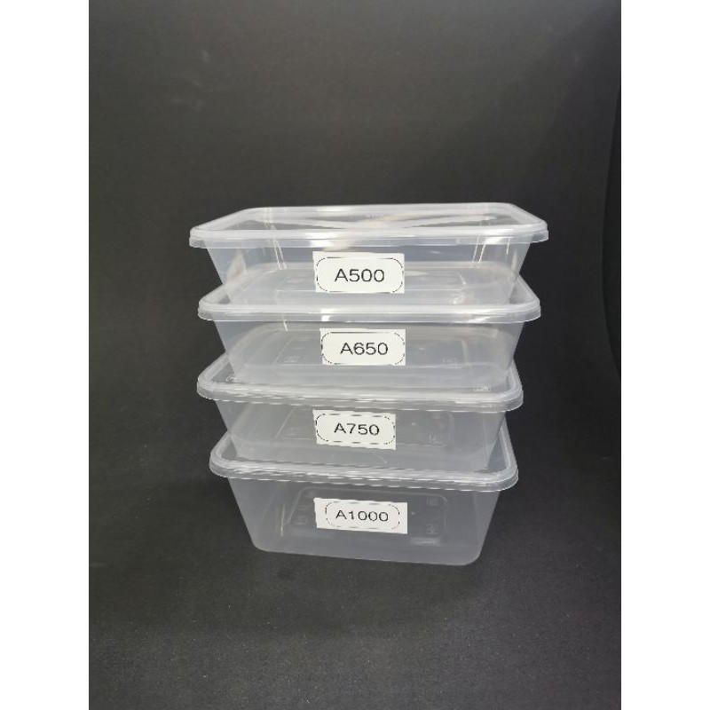 Rectangular Disposable 1000ml Plastic Food Container 50set Makanan Packaging Shopee Malaysia