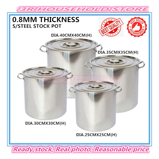 High Quality Remico Stainless Steel Stock Pot 不锈钢汤锅 S S Stock Pot Deep Storage Pot Cooking Pot Periuk Kuah