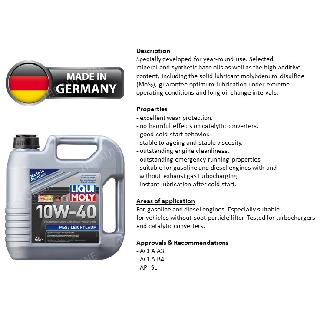 Liqui Moly 10W40 MoS2 Leichtlauf Semi Synthetic Engine Oil 