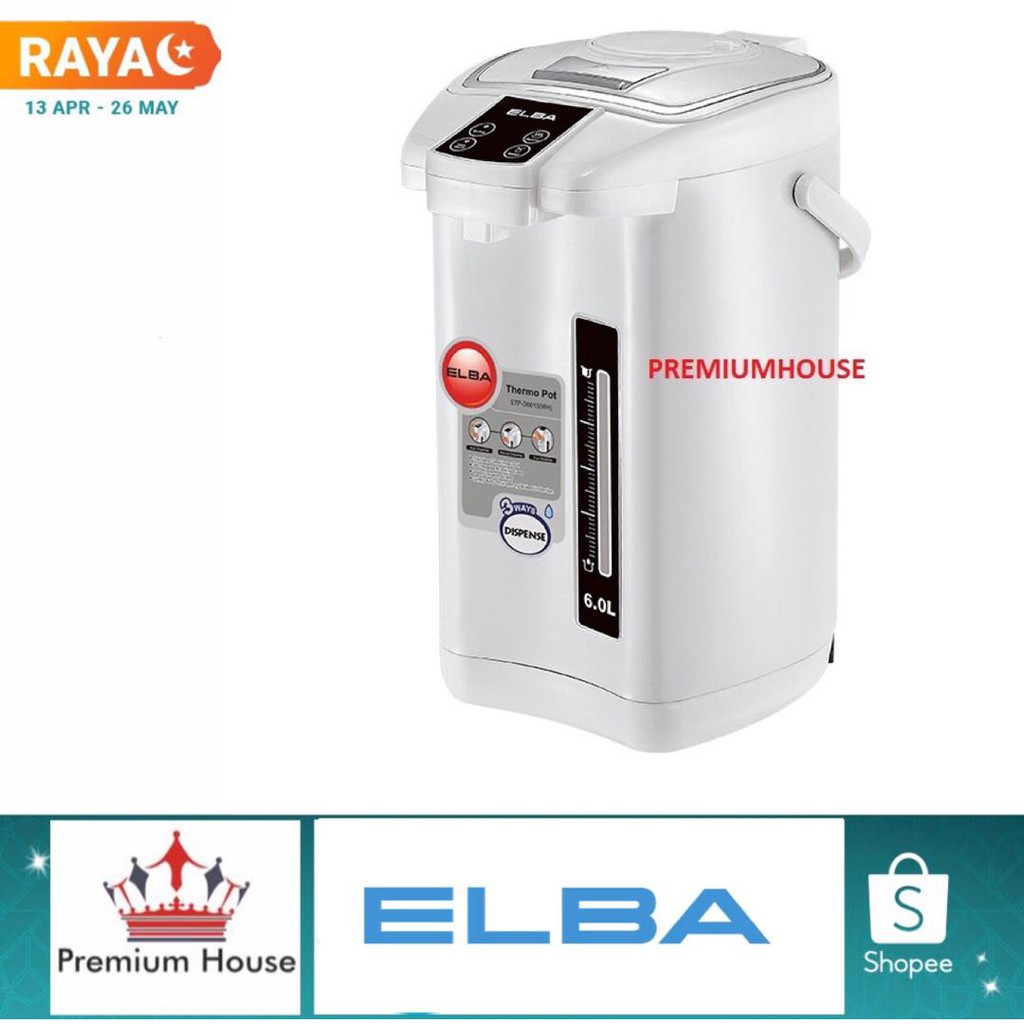 ELBA 6.0L Thermo Pot 3Way Water Dispense Dry Boiled Protection ETP