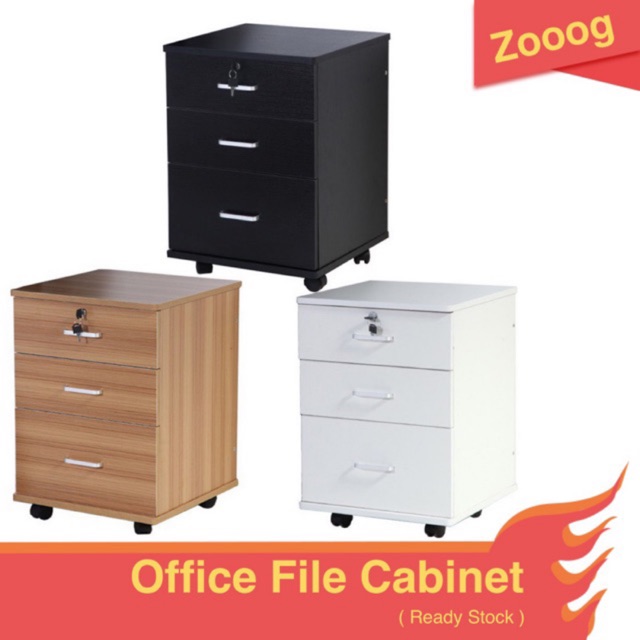 Zooog 3 Tier Office File Cabinet Modern Removable Lock Drawer