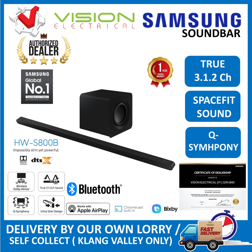 SAMSUNG HWS800B/XM HWS800B Lifestyle Soundbar True 3.1.2 Sound (Self