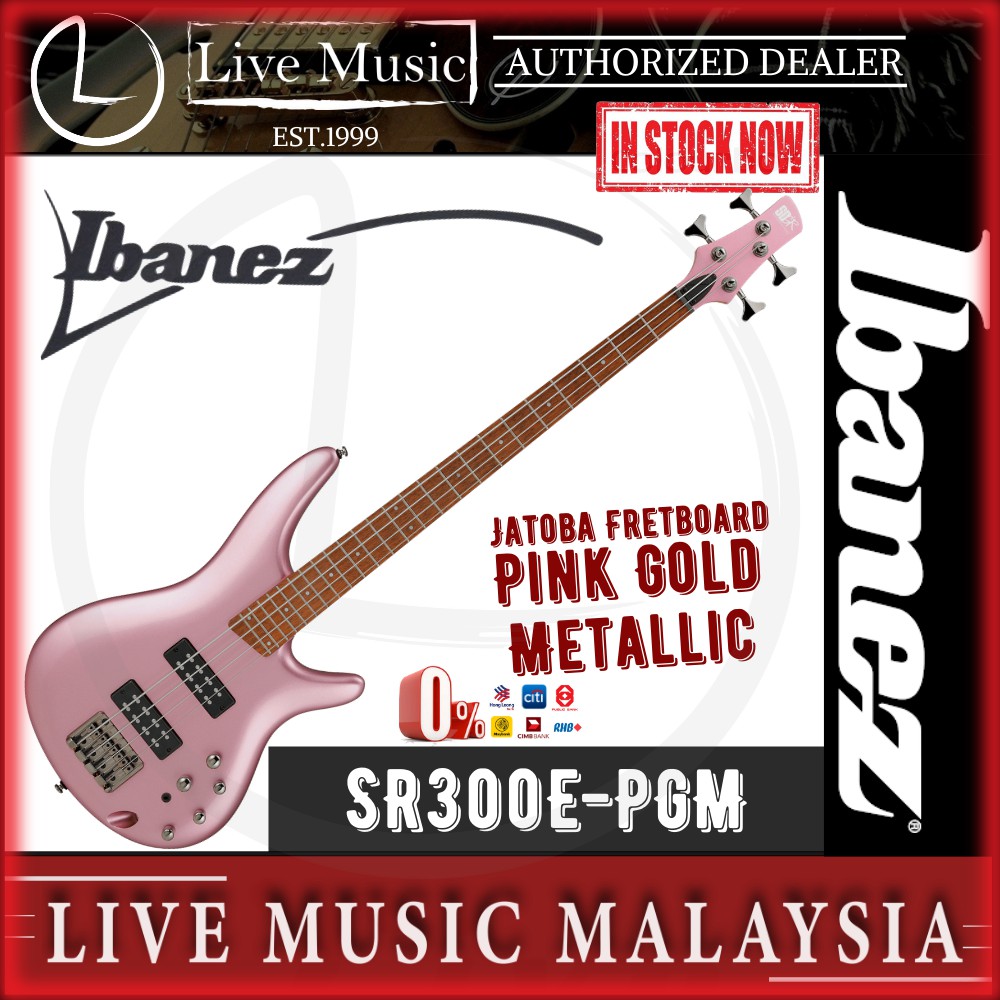Pink Gold Metallic Ibanez Standard SR300E Bass Guitar 