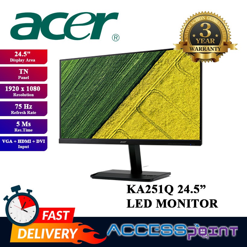 Acer Ka251q 24 5 Fullhd 19 X 1080 5ms Vga Div Hdmi Led Monitor Shopee Malaysia