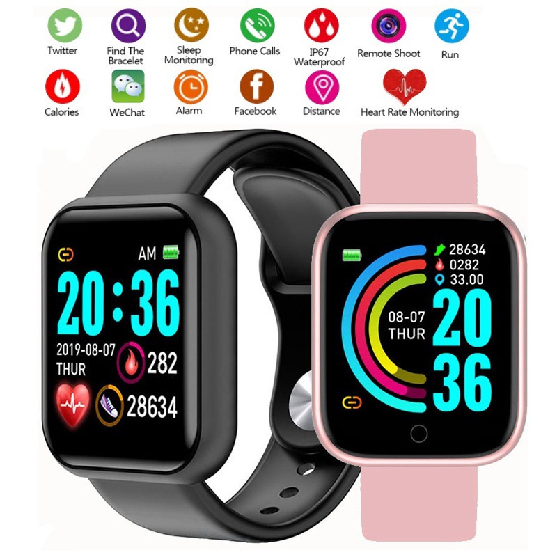 Smart Watch Men Women Sport Bluetooth Wristband Blood Pressure Count Monitoring Heart Rate Fitness Bracelet Tracker Y68