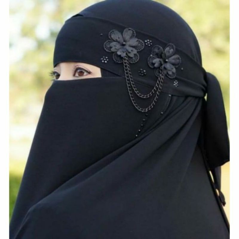 Niqab Bandana Alisha Veil Flower Chain Application | Niqab Bandana ...