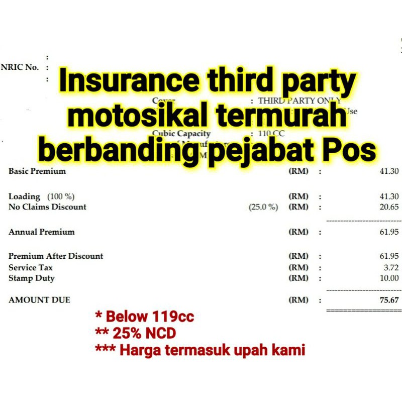 Insurance Insuran Motosikal Insurans Moto Third Party Motor Pihak Ketiga Roadtax Cover Note Polisi Road Tax Shopee Malaysia