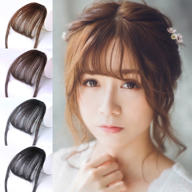 Forehead Wig Hair Bangs Semi Transparent Hair Extensions Air Bangs Clip In Korean Fringe Front Hairpiece