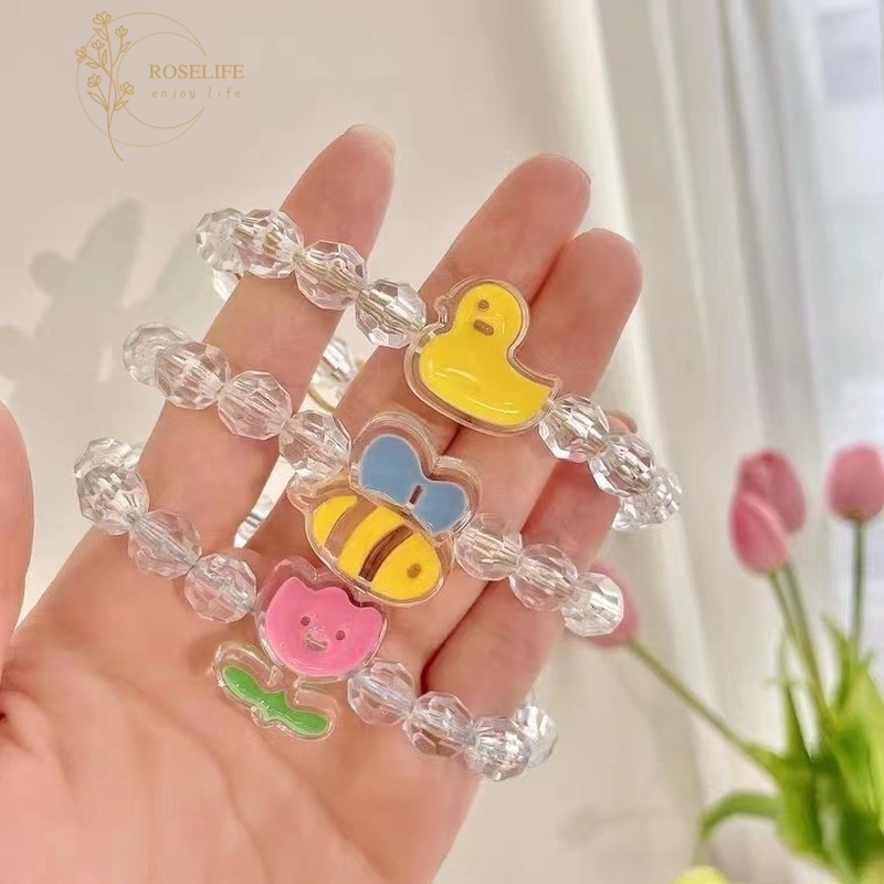 Roselife Cartoon Duck Bee Tulip Transparent Beads Friendship Bracelet for  Women Girls Hair Tie Elastic Rubber Band | Shopee Malaysia