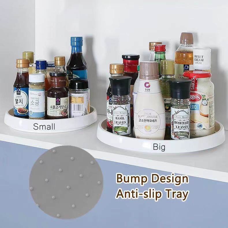 SW_ Kitchen Turntable Rotating storage tray Space Saving Organizers Rack condiment storage round