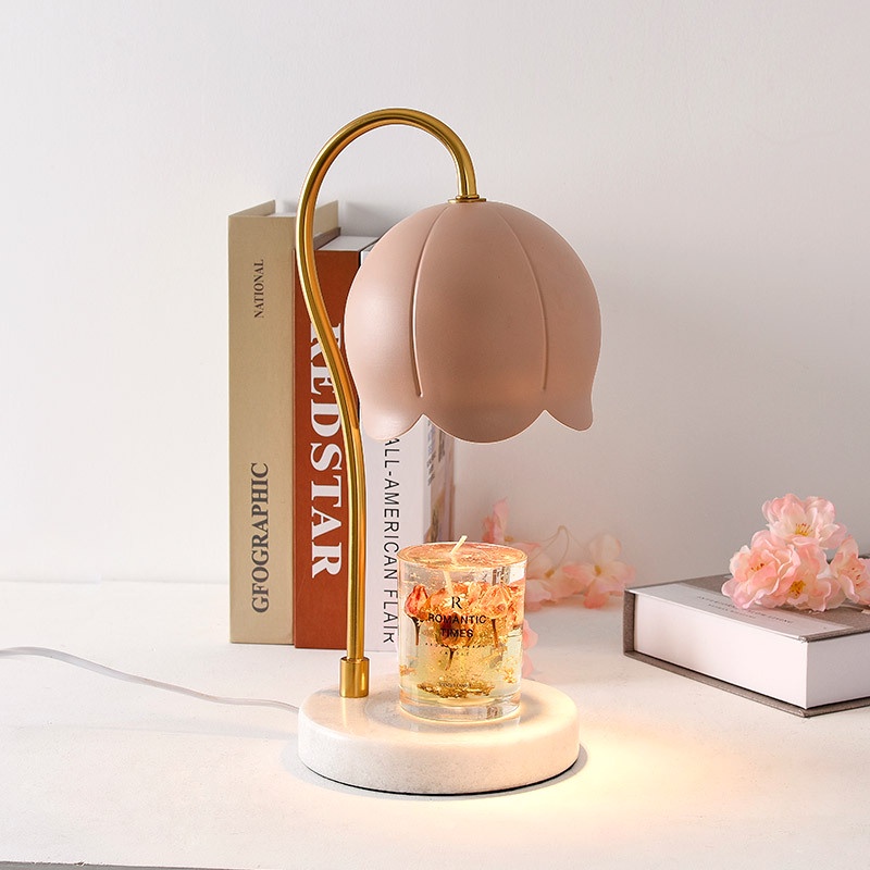 Rose Flower Lampshade Candle Warmer Large Marble Wax Melting Lamp Candle Heater With 35W Halogen Bulb