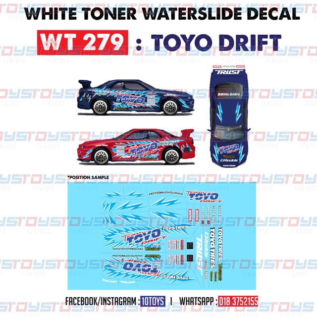 WT270 White Toner Waterslide Decals > DR_SLUMP >For Custom 1:64 Hot Wheels