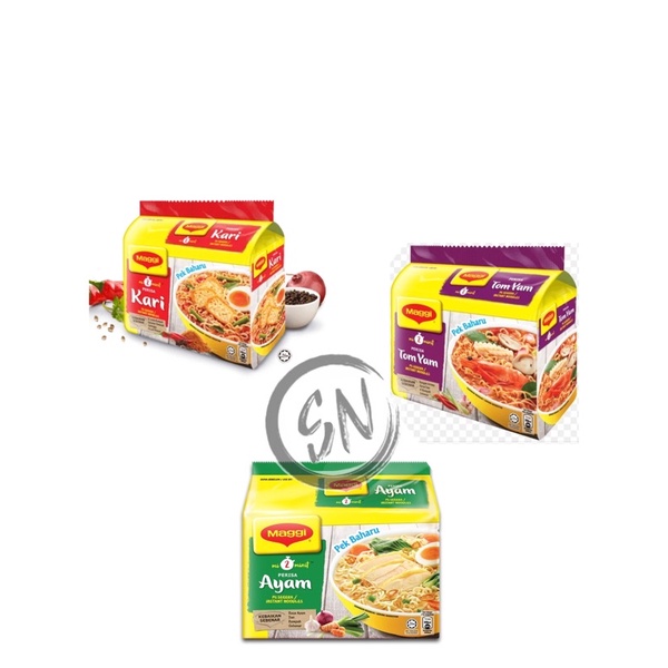 Maggi Noodles Curry Flavoured / Chicken Flavour / Tomyam 5 x 79g