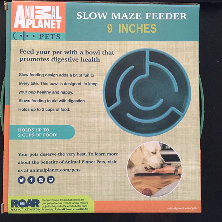 Fun Pet Dog Cat Food Slow Feeder Puppy Anti Choke Bowl Plastic