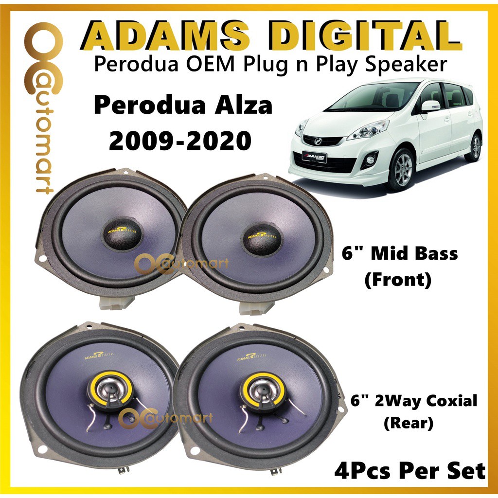 ADAMS DIGITAL OEM Speaker Plug & Play For Perodua Axia Alza Myvi Old Lagi Best Icon Bezza Viva Myvi New Ativa Aruz