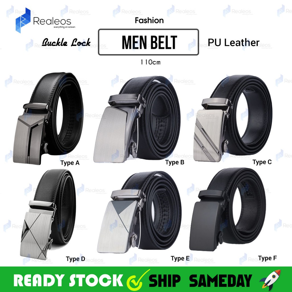 Realeos Men Adjustable Leather Automatic Buckle Belt R555